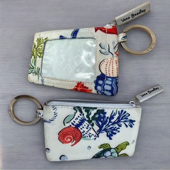 Vera Bradley Sea Life ID Coin Purse Wallet Keychain – Beachy Ocean Print - Picture 17 of 17